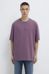 % 100 Pamuk Logolu Bisiklet Yaka Erkek T Shirt 0613093-70648 AÇIK MOR