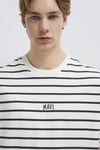 % 100 Pamuk Logolu Çizgili Bisiklet Yaka Erkek T Shirt 0612420-86678 SİYAH-BEYAZ