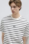 % 100 Pamuk Logolu Çizgili Bisiklet Yaka Erkek T Shirt 0612420-86678 SİYAH-BEYAZ
