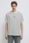 % 100 Pamuk Logolu Çizgili Bisiklet Yaka Erkek T Shirt 0612420-86678 SİYAH-BEYAZ