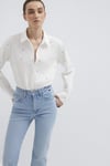 % 100 Pamuk Loose Fit Çiçek Baskılı Uzun Kollu Kadın Gömlek 1210610-91381 KREM