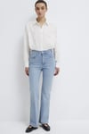 % 100 Pamuk Loose Fit Çiçek Baskılı Uzun Kollu Kadın Gömlek 1210610-91381 KREM