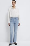 % 100 Pamuk Loose Fit Çiçek Baskılı Uzun Kollu Kadın Gömlek 1210610-91381 KREM