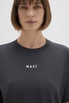 % 100 Pamuk Loose Fit Logo Baskılı Bisiklet Yaka Kadın T Shirt 1612518-70087 KÖMÜR