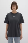 % 100 Pamuk Loose Fit Logo Baskılı Bisiklet Yaka Kadın T Shirt 1612518-70087 KÖMÜR