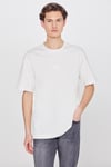 % 100 Pamuk Loose Fit Logolu Bisiklet Yaka T shirt Erkek T Shirt L2520302 102 BEYAZ