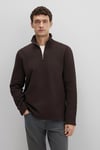 % 100 Pamuk Loose Fit Yarım Fermuarlı Dik Yaka Erkek Sweat 0S10519-89103 KAHVE