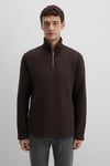 % 100 Pamuk Loose Fit Yarım Fermuarlı Dik Yaka Erkek Sweat 0S10519-89103 KAHVE