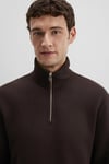 % 100 Pamuk Loose Fit Yarım Fermuarlı Dik Yaka Erkek Sweat 0S10519-89103 KAHVE