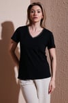 % 100 Pamuk Normal Kalıp V Yaka Kadın T Shirt 26Y0478K1 SİYAH