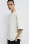 % 100 Pamuk Oversize Bisiklet Yaka Basic Erkek T Shirt 0613188-71610 KREM