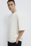 % 100 Pamuk Oversize Bisiklet Yaka Basic Erkek T Shirt 0613188-71610 KREM