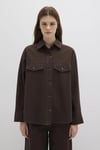 % 100 Pamuk Oversize Cep Detaylı Kadın Gömlek 1211181-88067 KAHVE