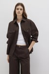 % 100 Pamuk Oversize Cep Detaylı Kadın Gömlek 1211181-88067 KAHVE