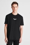 % 100 Pamuk Rahat Kesim Reflektör Detaylı Erkek T Shirt 066878-900 SİYAH