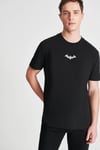 % 100 Pamuk Rahat Kesim Reflektör Detaylı Erkek T Shirt 066878-900 SİYAH