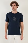 % 100 Pamuk Regular Fit Bisiklet Yaka Erkek T Shirt 5902617 İNDİGO