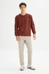 % 100 Pamuk Regular Fit Bisiklet Yaka Erkek Sweat L82IRY 906 KAHVE