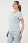 % 100 Pamuk Regular Fit Bisiklet Yaka Kadın T Shirt A4917-0008 MAVİ