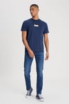 % 100 Pamuk Regular Fit Bisiklet Yaka Logolu Erkek T Shirt L241521 410 LACİVERT