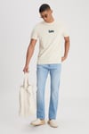 % 100 Pamuk Regular Fit Bisiklet Yaka Logolu Erkek T Shirt L241521 614 BEJ