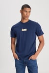 % 100 Pamuk Regular Fit Bisiklet Yaka Logolu Erkek T Shirt L241521 410 LACİVERT