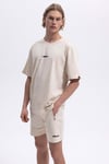 % 100 Pamuk Regular Fit Bisiklet Yaka Logolu Erkek T Shirt EM391-ECR EKRU