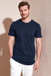 % 100 Pamuk Regular Fit Bisiklet Yaka T shirt Erkek T Shirt 5902511 İNDİGO