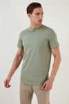 % 100 Pamuk Regular Fit Bisiklet Yaka T shirt Erkek T Shirt 5902511 ELMA YEŞİLİ