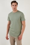 % 100 Pamuk Regular Fit Bisiklet Yaka T shirt Erkek T Shirt 5902511 ELMA YEŞİLİ