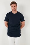 % 100 Pamuk Regular Fit Bisiklet Yaka T shirt Erkek T Shirt 5902511 İNDİGO
