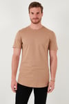 % 100 Pamuk Regular Fit Bisiklet Yaka T shirt Erkek T Shirt 5902511 TOPRAK