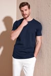 % 100 Pamuk Regular Fit Bisiklet Yaka T shirt Erkek T Shirt 5902511 İNDİGO
