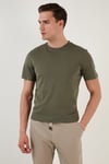 % 100 Pamuk Regular Fit Bisiklet Yaka T shirt Erkek T Shirt 5902511 HAKİ