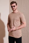 % 100 Pamuk Regular Fit Bisiklet Yaka T shirt Erkek T Shirt 5902511 TOPRAK
