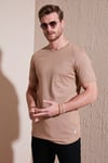 % 100 Pamuk Regular Fit Bisiklet Yaka T shirt Erkek T Shirt 5902511 TOPRAK