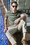 % 100 Pamuk Regular Fit Bisiklet Yaka T shirt Erkek T Shirt 5902511 ELMA YEŞİLİ