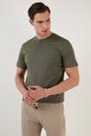 % 100 Pamuk Regular Fit Bisiklet Yaka T shirt Erkek T Shirt 5902511 HAKİ