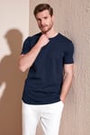 % 100 Pamuk Regular Fit Bisiklet Yaka T shirt Erkek T Shirt 5902511 İNDİGO