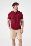 % 100 Pamuk Regular Fit Düğmeli Erkek Polo Yaka T Shirt 6SM5044-TRD KOYU KIRMIZI
