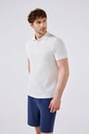% 100 Pamuk Regular Fit Düğmeli Erkek Polo Yaka T Shirt 6SM5018-OF BEYAZ
