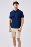 % 100 Pamuk Regular Fit Düğmeli Erkek Polo Yaka T Shirt 6SM5018-NV LACİVERT
