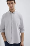 % 100 Pamuk Regular Fit Klasik Yaka Uzun Kollu Erkek Gömlek 0211199-70086 GRİ
