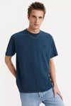 % 100 Pamuk Relaxed Fit Bisiklet Yaka Erkek T Shirt A0637-0058 LACİVERT