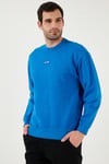 % 100 Pamuk Relaxed Fit Bisiklet Yaka Logolu Erkek Sweat A4230-0021 SAKS