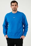 % 100 Pamuk Relaxed Fit Bisiklet Yaka Logolu Erkek Sweat A4230-0021 SAKS