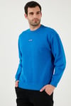 % 100 Pamuk Relaxed Fit Bisiklet Yaka Logolu Erkek Sweat A4230-0021 SAKS