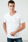 % 100 Pamuk Relaxed Fit V Yaka Erkek T Shirt A2084-0000 BEYAZ