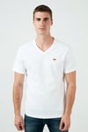 % 100 Pamuk Relaxed Fit V Yaka Erkek T Shirt A2084-0000 BEYAZ