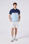 % 100 Pamuk Renk Bloklu Fermuarlı Erkek Polo Yaka T Shirt 6SM5015 BBL BEBE MAVİ